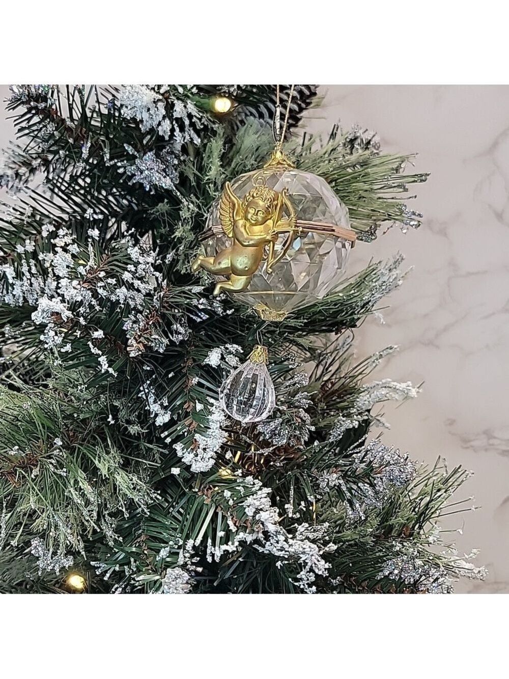 Vintage Cherub and plastic crystal ornament - Picture 8 of 9